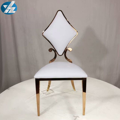 Blanc de luxe d'OEM de 50X55X107 solides solubles Diamond Wedding Golden Dining Chair