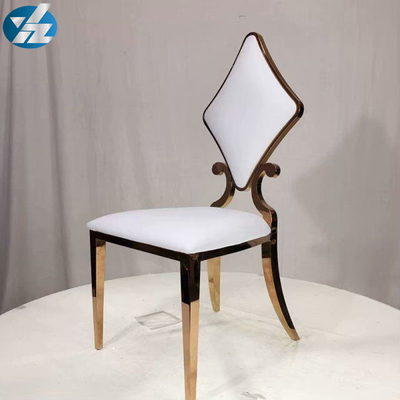 Blanc de luxe d'OEM de 50X55X107 solides solubles Diamond Wedding Golden Dining Chair