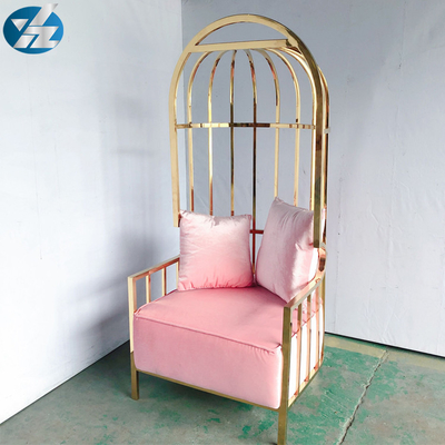 Acier inoxydable de Chairs 10KGS 201 colorés de jeunes mariés de chaise de cage à oiseaux d'or