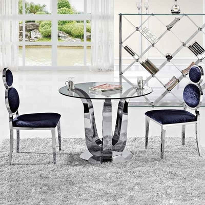 Table de salle à manger supérieure en verre moderne de luxe argentée fascinante antique des tables de salle à manger D150XH75