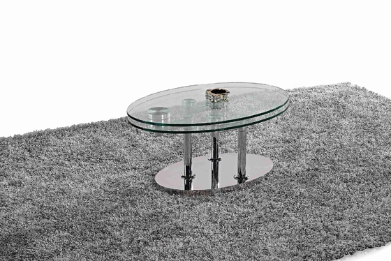 Cadre ovale en verre moderne se pliant L200xW100xH75cm d'acier inoxydable de verre trempé de table de salle à manger