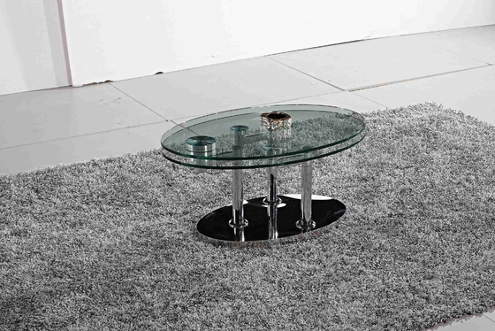 Cadre ovale en verre moderne se pliant L200xW100xH75cm d'acier inoxydable de verre trempé de table de salle à manger