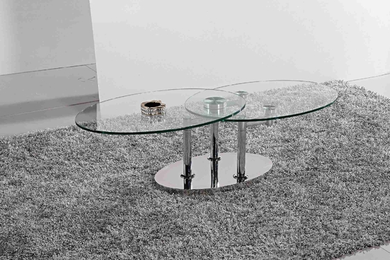 Cadre ovale en verre moderne se pliant L200xW100xH75cm d'acier inoxydable de verre trempé de table de salle à manger