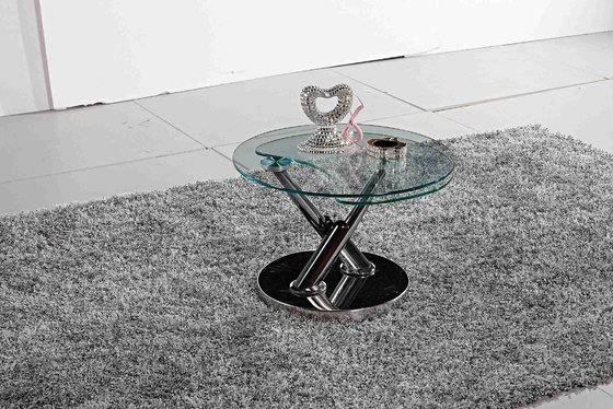 Tableau latéral à base métallique du tableau de thé de dessus de Tableau X élégant en verre rond petit