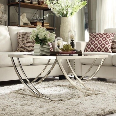 Table basse supérieure en verre de marbre de rond d'or avec la grève Deisgn de stockage
