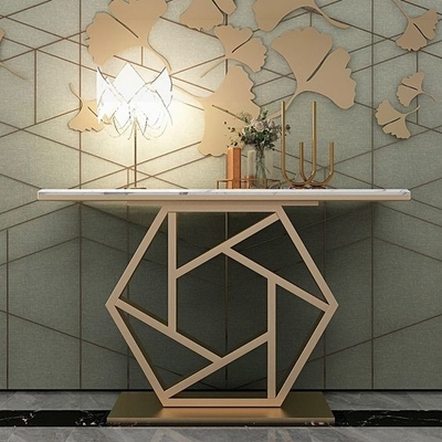 Console de luxe élégante rectangulaire blanche de flèche de Tableau de thé en or 150X45X80