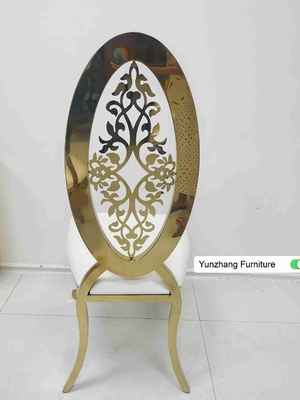Mariage d'or arrière élevé d'ellipse dinant la chaise avec l'OEM de fleur