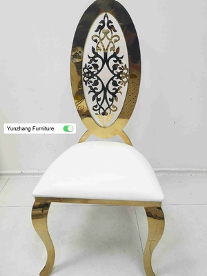 Mariage d'or arrière élevé d'ellipse dinant la chaise avec l'OEM de fleur