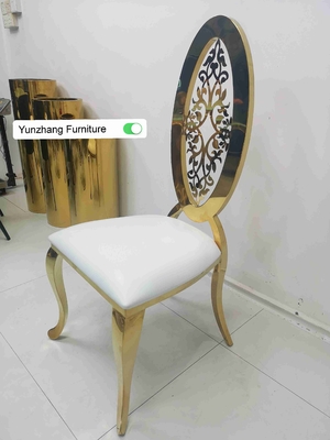 Mariage d'or arrière élevé d'ellipse dinant la chaise avec l'OEM de fleur