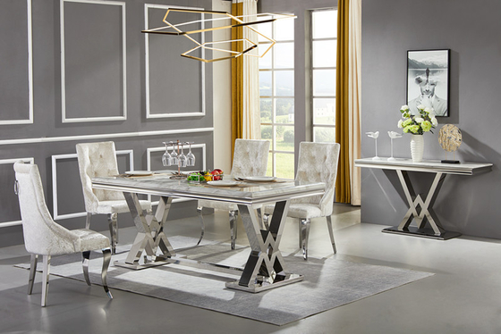 Restaurant Luxe moderne de marbre nordique de table de salle à manger de jambe d'acier inoxydable à extrémité élevé