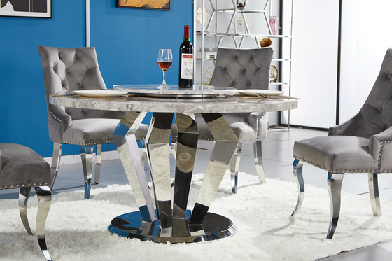 Tableau de dîner moderne de luxe supérieur de marbre d'acier inoxydable de tables de salle à manger
