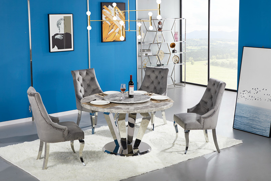 Tableau de dîner moderne de luxe supérieur de marbre d'acier inoxydable de tables de salle à manger
