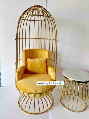 Acier inoxydable en métal d'or de chaise confortable de cage à oiseaux pour le banquet d'hôtel