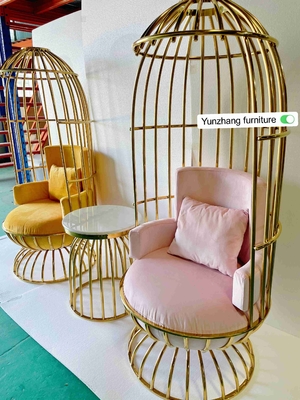 Acier inoxydable en métal d'or de chaise confortable de cage à oiseaux pour le banquet d'hôtel