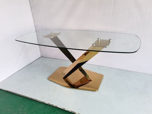 Bon prix Mariage importé base métallique en or verre miroir haut table à manger avec cristal en ligne