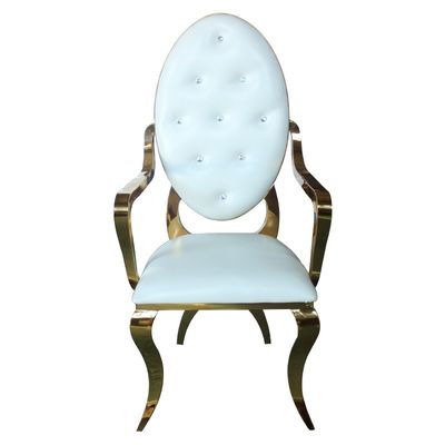 Bon prix Chaise de mariée et marié populaire, grande chaise ovale dorée, or X-leg pour les mariages. en ligne