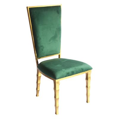 Chaise d'hôtel en acier inoxydable vert foncé velours
