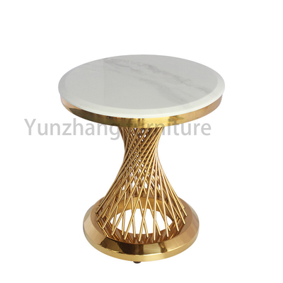 Base en acier de tube d'or/Rose Gold/Tableau latéral rond argenté pour le salon