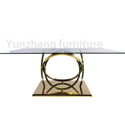 Base en verre de Ring Bottom Frame Stainless Steel de table de salle à manger de dessus d'hôtel d'utilisation de famille