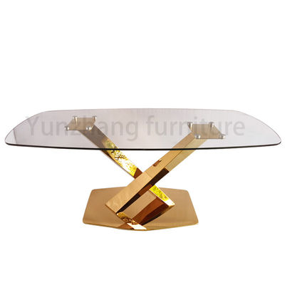 Bon prix Meubles à la maison gâchés clairs de la base SS201 de table de salle à manger supérieure en verre rectangulaire de conception en ligne