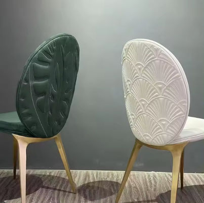 Bon prix Chaises d'hôtel modernes minimalistes haut de gamme designers maison dossier en acier inoxydable feuilles chaise à manger en ligne