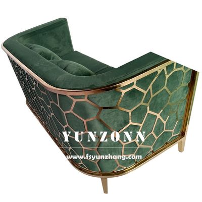 Bon prix Couchette de luxe en acier inoxydable en or moderne Meubles salon Sofa en velours vert en ligne