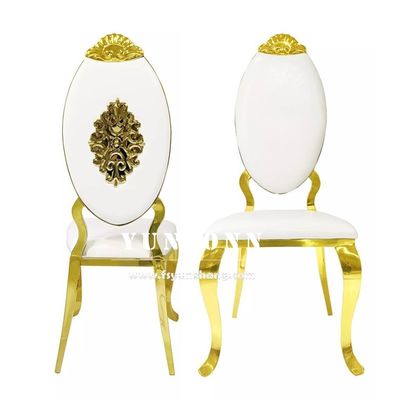 Bon prix Chaise en métal de luxe pour restaurant d'hôtel, design couronne, en acier inoxydable doré, chaise de mariage royale en ligne