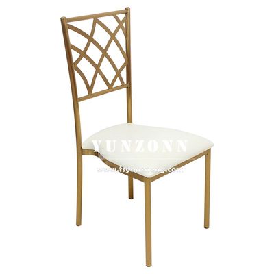 Bon prix Meubles de salle à manger modernes Mariage empilable Chaise Chiavari Or Chaise de banquet en acier inoxydable en ligne