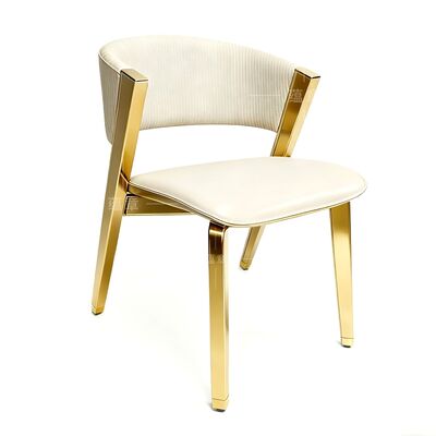Bon prix Chaises de salle à manger de luxe haut de gamme en acier inoxydable doré, design multi-couleurs, coussins en cuir, meubles de mariage en métal en ligne
