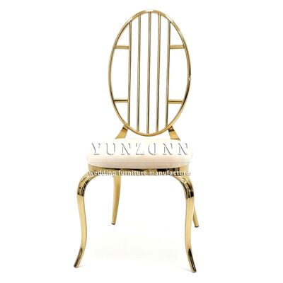 Bon prix Meubles de luxe modernes en acier inoxydable doré creux, chaises de salle d'attente pour visiteurs, de mariage et de salle à manger pour banquet en ligne