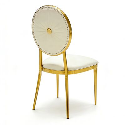 Chaise de mariage en acier inoxydable en cuir en PU blanc de luxe pour hôtels salle à manger extérieure villa salon utilisation avec design moderne