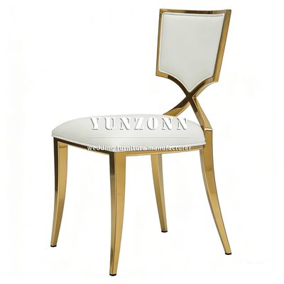 Bon prix Personnaliser la conception spéciale de chaise de luxe moderne et durable, meubles de restaurant en tissu, chaise de mariage en acier inoxydable doré en ligne