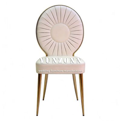 Chaises de mariage de luxe en acier inoxydable plaqué or et cuir PU pour événements de réception