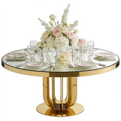 Bon prix Table de mariage en acier inoxydable en verre trempé pour hôtels Restaurants Banquets Dining Events Meubles d'hôtel durables en gros en ligne