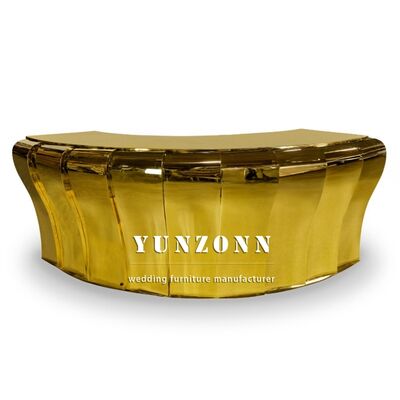 Bon prix Design moderne dernier modèle en forme ronde miroir doré bar de réception en acier inoxydable pour les tables d'hôtel en ligne