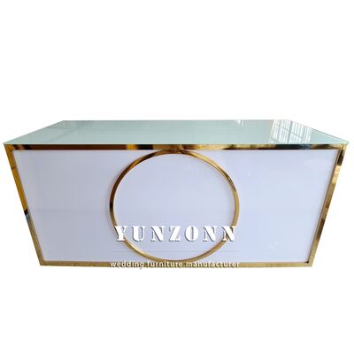 Bon prix Table de bar de fête moderne en acier inoxydable doré et acrylique pour mariage en ligne
