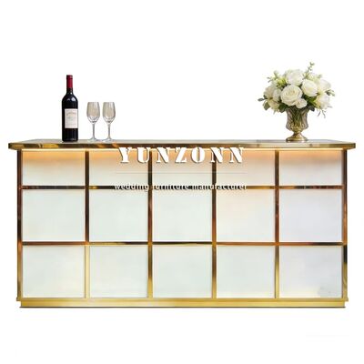 Bon prix Utilisation moderne de l'hôtel Événement commercial de mariage Rectangle Miroir en acier inoxydable Bar en verre Tableur en ligne