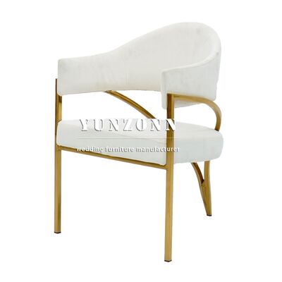 Bon prix Chaise de salle à manger moderne en cuir doré en acier inoxydable de luxe pour mariage et hôtel, restaurant, café en ligne