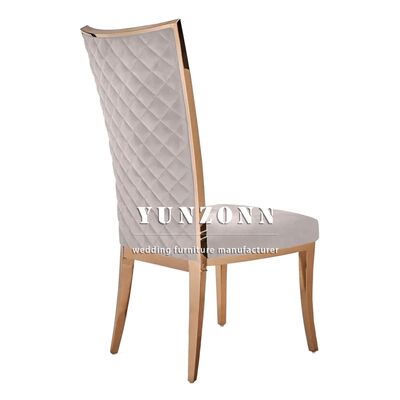 Bon prix Chaises de salle à manger scandinaves nordiques en acier inoxydable avec pieds dorés, meubles SS pour salle à manger chinoise, chaise à dossier haut en ligne