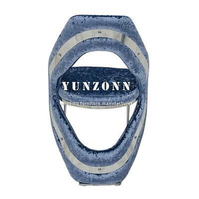 Bon prix Chaise de loisirs de salon haut de gamme Chaise d'accent en acier inoxydable de luxe Chaise de salle à manger tapisserie de couleur bleue en ligne