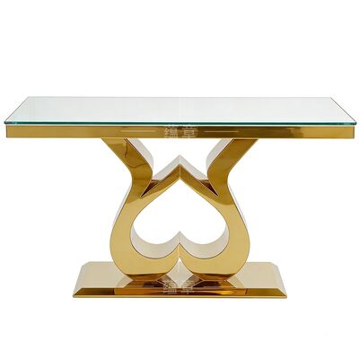 Bon prix Hôtels modernes bon marché Événements Fêtes Meubles de mariée Mariée Marié Or Étain inoxydable Verre trempé haut Rectangle Villa de mariage en ligne