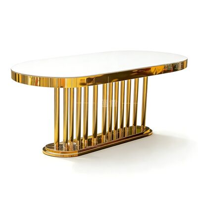 Bon prix Table de banquet ovale en acier inoxydable doré pour mariage en ligne