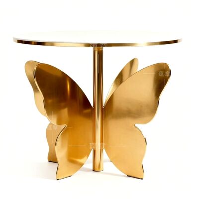 Bon prix 2026 Table à manger ronde de nouveau design Moderne de luxe fond en forme de papillon avec verre pour mariage en ligne
