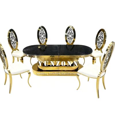 Bon prix Meubles de fête en acier inoxydable en verre doré miroir haut table à manger pour le mariage en ligne