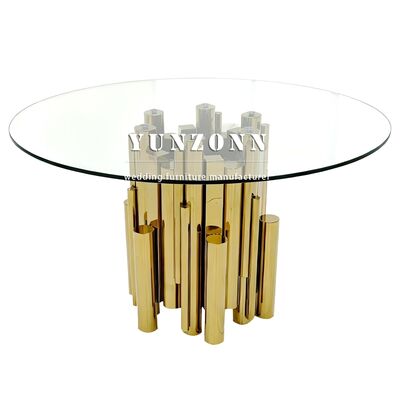 Bon prix Décorations d'événements Base en acier inoxydable verre haut luxe doré table de gâteau fantôme en ligne