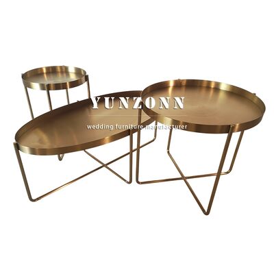 Bon prix Table d'appoint décorative en métal finition dorée, forme ovale, pour chambre d'amis, table basse, table d'appoint en métal en ligne