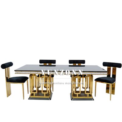 Bon prix Hôtel de luxe Salle de banquet Événement de mariage Table 8 places Salles à manger en acier inoxydable pour l'événement en ligne