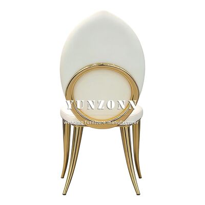 Bon prix Chaise de salle à manger de luxe en cuir PU doré pour fêtes, mariages et hôtels en ligne
