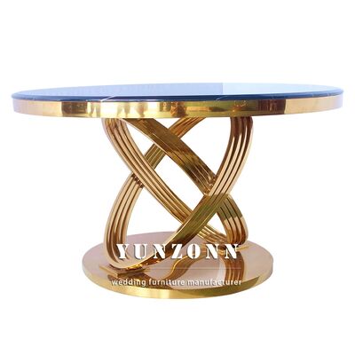 Bon prix Fournitures de fête de mariage Table de fête Petite table à manger Cercle cadre en acier inoxydable Marbre haut table gâteau de mariage en ligne