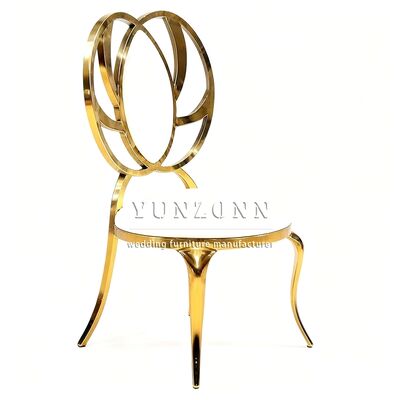Bon prix Événement Luxe Elegant Chaise de mariage Chaise de location d'or en acier inoxydable Hôtels et restaurants en ligne